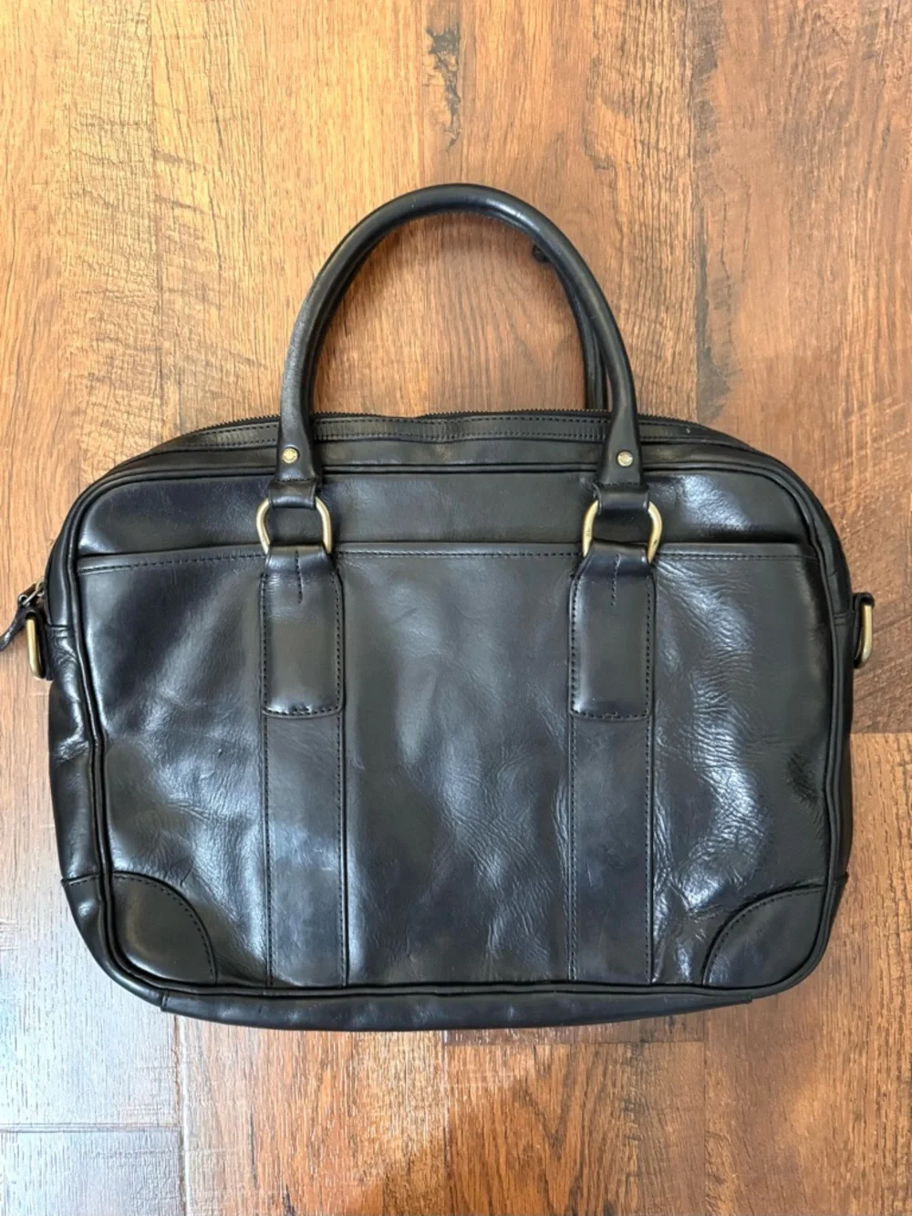 POLO RALPH LAUREN black leather, top handle briefcase/laptop bag, unisex